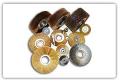 Ruedas y cepillos en hilo acero bronceado y galvanizado